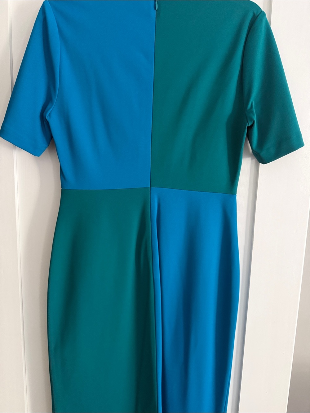 Diane Von Furstenberg Teal & Blue Colorblock Midi Dress - Picture 3 of 4